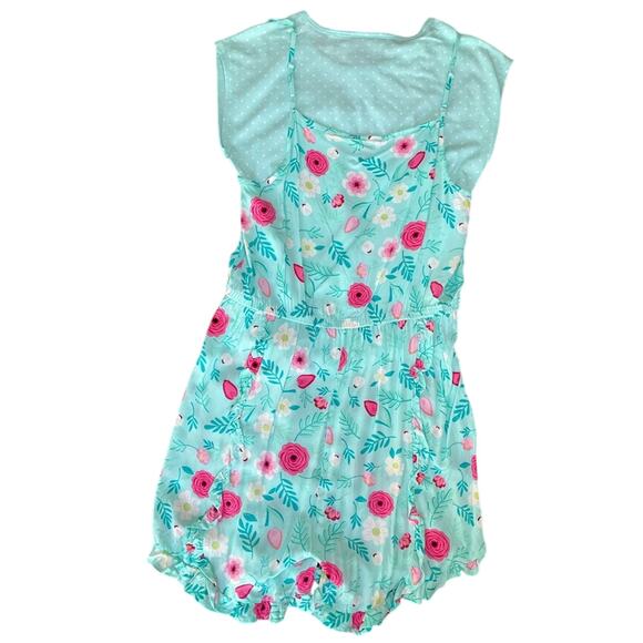 Blush by Us Angels Girl’s Romper Mint Floral Top Set Size Large NWT - Picture 4 of 6